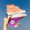 Повседневная обувь ультрафиолетового цвета, смену Canvas for Women Sneakers High Top Ученики, большие девочки Zapatos de Mujer