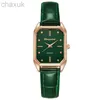 ساعة Wristwatches العلامة التجارية Womenes Watches Square Square Ladies Quartz Watch Bracelet Green Dial Simple Rose Gold Mesh Luxury D240417