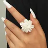Personalidade do vento anel de flor exagerado anel de temperamento elegante anel de camélio francês anel de nicho feminino