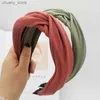 Headbands Pure Color Fabric Headband Fashion Hair Accessories Womens Cross-knotted Washing Face Hairband Boutique Cute Hair Hoop Headwear Y240417