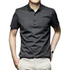 Summer Ice Silk Cotton Polo Shirt Men High Quality Plusstorlek Kort ärm toppar andningsbara affär Polos Mens Casual T-shirt 240409