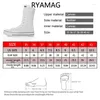 Chaussures décontractées Ryamag 2024 Bottes de toile pour femmes Milieu zip Flats Classiclace-Up Zipper Forfothing Vulcanize Sneakers