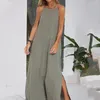 Sukienki swobodne sukienka Lady Strappy Elegancka Maxi bez ramienia z dzieloną dzielą