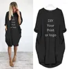 Casual Dresses DIY Your Like Po Or Logo Autumn Womens Fashion Pocket Loose Dress Ladies Crew Neck Long Girl Tops