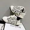 Casual Shoes Thick Soled Lace Up Round Toe Versatile Sports Bread With Star Decoration Fashionable And Comfortable Board