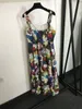 Women's Sleeveless Dresses Runway Designer Floral Print Midi Holiday Dress Spaghetti Strap Backless Sexy Beach Vestidos Vintage Casual Daily Outfit