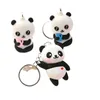 Keychains Lanyards New Cute Cartoon Couple Panda Keychain Pendant Car Bag Key Chains for Women Jewelry Gift d240417