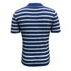 Polos masculinos para hombres Camisa de punto de punto de punto de punto azul y azul blanco 2024 Summer Commuting simple solapa retro