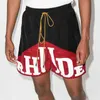 Rhude Grote print met tweekleurige trekkoord trend Casual Street Shorts Zipper Ademende capris