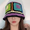 2024 Colorful Knitted Hat New Women Girl Handmade Crochet Bucket Hats Y2k Fashion Summer Beach Hat Korean Hollow Knitted Hat 240415