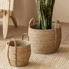 Vases Flower Panker Natural Prew tissé Plancheur avec poignée Luiserie décorative à la main Strong chargement pour la maison