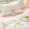 INS Pink Blumen Bettwäsche Set Mode Flat Sheet Duvet Cover kein Füllkissenbezug Twin Full Queen Nordic Boy Girl Bett Leinen 240417