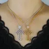 2024 Nya stilar Fashion Cross Pendant Halsband Paved Heart CZ Love Heart Cross Pendant Halsband för kvinnor mamma Ice Out Jewelry