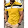 Top a maniche corte maschile da uomo Shirt a strisce stampata Casualizza Casualizza Plus Size 240403
