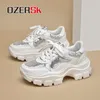 Casual Shoes Ozersk Fashion Women Microfiber Leather Lace Up Mesh Breattable Sneakers Athletics Sport Running Storlek 35-42