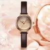 Wristwatches High Quality Vintage Round Small Dial Brown Belt Quartz Watch For Women Elegant Woman Digital Girls