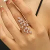 Wedding Rings Huitan Chic Leaf Opening For Women Rose Gold Color Romantic Female Finger-ring Engagement Party Fashion Jewelry
