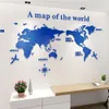 World Acrylic Map 3D Wall Stickers Solid Crystal Bedroom With Living Room Classroom Office Decoration Idéer 230531