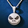 Hänge halsband Hip Hop Skull Face Crystal Bling Zircon Demon Necklace Men Ladies Rock Rap Trend Party Jewelry Gift