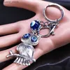 Keychains Lanyards Fashion Owl Turkey Blue Eye Keychain for Woman Silver Color Alloy Animal Key Chain Women Jewelry porta chaves mulher KXH540S01 Y240417