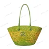 Ontwerper Anagram Basket Bag Iraca Palm Straw Zomer Strandzakken Tote Designer Hand geweven Raffia's Shoudler Tas Rainbow Handtas Dames Travel Outdoor Duffle Bag