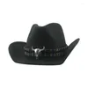 Bérets Chapeaux pour femmes Cowboy Hat Men Western Cowgril Big Taille 60cm Capes de jazz Band Cow Beld Khaki Street Sombreros de Mujer