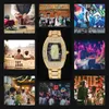 Armbanduhren sind neue goldene Tonneau -Uhren für Männer Luxus Full Iced Diamond Quartz Herren Anschauen Mode Hip Hop Big Dial Hand Clock Dropshipping D240417