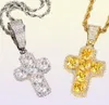 Mens Hip Hop Cross Necklace Fashion Bling Iced Out Pendant Jewelry Gold Slver kedjor Diamond Pece Statement Women Men4683096