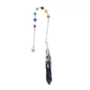 Amethyst Powder Crystal Pendant Single Point Hexagonal Pilier Collier Yoga Accessoires Lingdang Fréquence de modulation