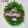 Decorative Flowers Green Wreath Artificial Eucalyptus Leaves Holiday Festival Door Hanging Garland Party Wall Flower Home Decoration