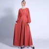 Vêtements ethniques Robe de couleur solide serrée au milieu-orient