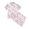 Summer Girls Pigjama Set dolce bavaglio simulato Silk Star Stampa abbigliamento per bambini Teen Adolebile Abbigliamento da notte per pigiami fresco 8-14y 240407