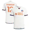 24 25 Cincinnati Kubo Mens Soccer Jerseys Foster Jimenez Robinson Pinto Acosta Boupendza Away White Football Shirts Short à manches courtes