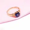 Cluster Anneaux Vintage Court Style 585 Purple Gold Exquis Blue Gemstone Blue pour femmes Cadeau de bijoux de luxe Light Rose 14K