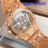 Zwitserse AP pols horloge Royal Oak Series 26240or OO Rose Gold vol goud zwarte plaat heren Mens mode vrijetijdssporten Back Transparant Mechanical Watch