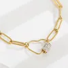 Link Bracelets Wild Free Fashion Gold Color Stainless Fory for Women Luxury Zircon Heart Aesthetic Jóias