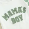 Zestawy odzieży Carolilly Toddler Boy Letni ubrania Załoga szyi mama S Fuzzy Letter Hafdery krótkie rękawowe T-shirt z elastyczną talią