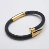 Colorful Python Bangle Stainless Steel Real Gold Stingray Leather Nail Bracelet
