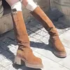Platform Combat Boots Zip Chuny Heel Buckle Vintage Fashion Casual Luxury Designer Western Mid Calf Boots Shoes Woman 240408