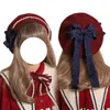 Berets lolita jk uniforme boog hoed kawaii haaraccessoires zoet Japan kawaii bowknot schattige baret hoed schilder hoed schattig vrouwelijk d240417