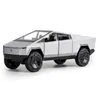 Diecast modelauto's 124 Tesla Cybertruck pick -up legering legering Diecasts speelgoedvoertuigen metaal speelgoedauto model geluid en licht terugtrekking collect911413771