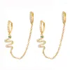 Dangle Ohrringe Tiande Gold Farbe Doppel Hoop Quaste Kette Schlange für Frauen Zirkon durchdringende Modeschmuck Großhandel Großhandel