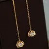 Studörhängen 14K Gold Real 925 Sterling Silver Pearl Flower Line for Women Wedding Luxury Jewelry grossistföremål med