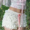 Cottage Y2K Coquette 90s Vintage Shorts Japanese Style Kawaii Ruffles Lace Multi-layers Bloomers 00s Retro Fairy Cute Loungewear 240417