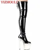 Scarpe da ballo piattaforma di cristallo di alta qualità woman nightclub stivali performance stivali da 20 cm tacchi sottili mujer