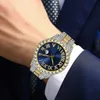 Wristwatches Iced Out Watch Men Luxury Brand Full Diamond Mens Watches AAA CZ Quartz Waterproof Hip Hop Male Clock Gift for d240417