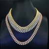 Twee rijen 12 mm hiphop sieraden mannen ketting 925 sterling zilver volledig ijsje uit luxe vvs moissaniet diamant cubaanse linkketen