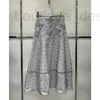 스커트 디자이너 New Fashion Summer 2024 여성 스트라이프 A- 라인 싱글 가슴 높이 허리 캐주얼 레이디 Long Skirt All Match SBCJ