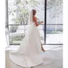 Satin Boho Country A Line Wedding Dresses Strapless High Side Slit Bridal Gowns Sexy Open Back Plus Size Maternity Bride Reeption Robes de Mariee YD