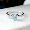 Cluster Rings Niche Light Luxury Inlaid Imitation Transparent Topaz Zircon LoveRing For Women Unique Fashion High Grade And Minimalist